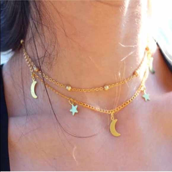 Jewelry - Festival Gold  Moon🌙 & ⭐️ Star Necklace NWT